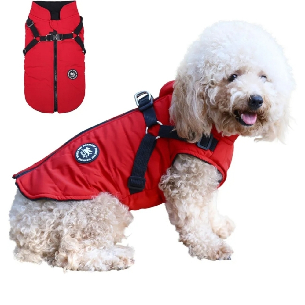 Norbi Dog Winter Jacket with Built-in Harness - Adjustable Warm Coats In Size  S